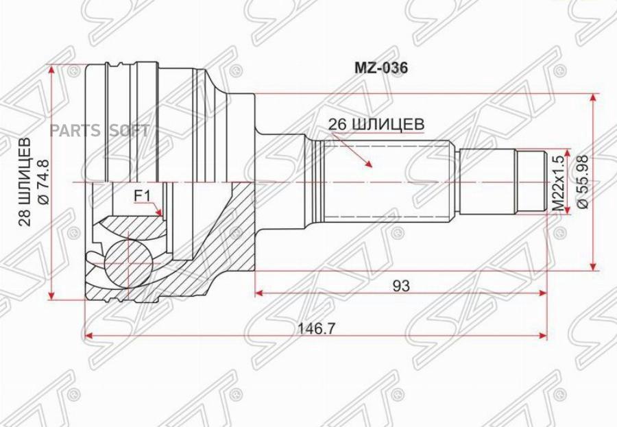 Шрус Наружный Mazda 323/Familia/Protege B3/B5/Fp/Zl/Fs 96-03/Premacy Cp8W 4Wd Sat Mz-036