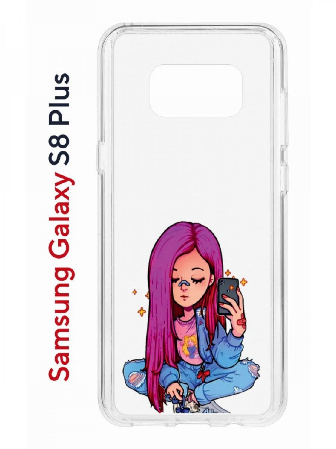 фото Чехол на samsung galaxy s8 plus kruche print pink hair,противоударный бампер с принтом кruче