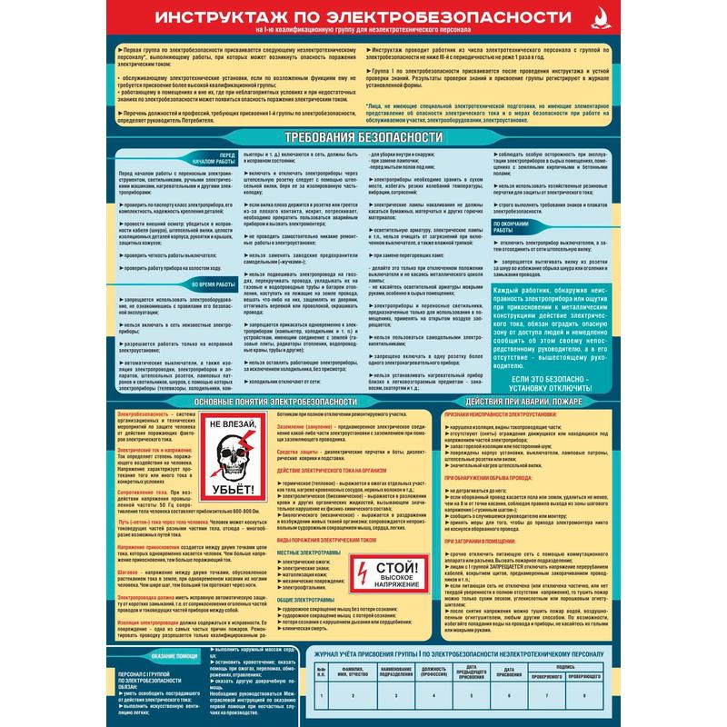 Плакат информационный инструктаж по электробезопасности 618846 1741₽