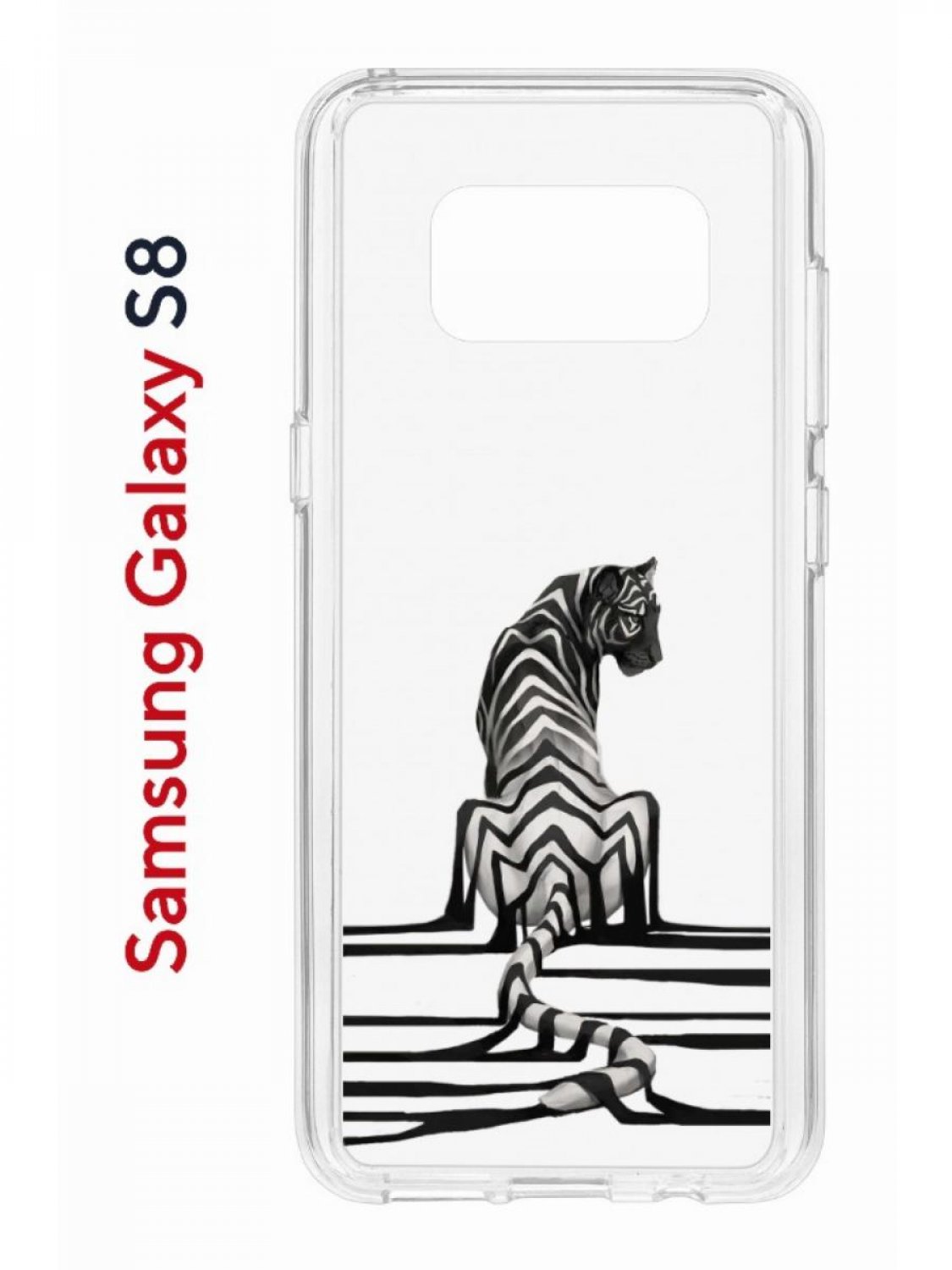Чехол на Samsung Galaxy S8 Kruche Print Tiger,противоударный бампер,с защитой камеры