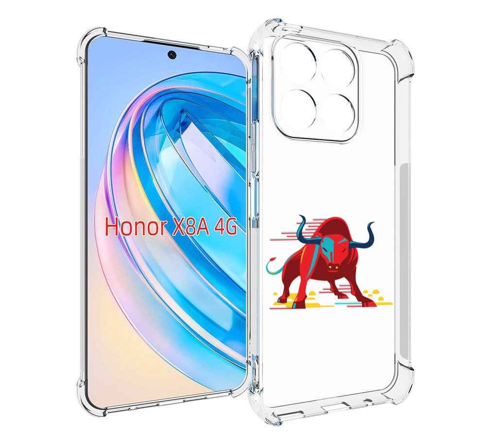 

Чехол MyPads Красный-бык для Honor X8a, Tocco