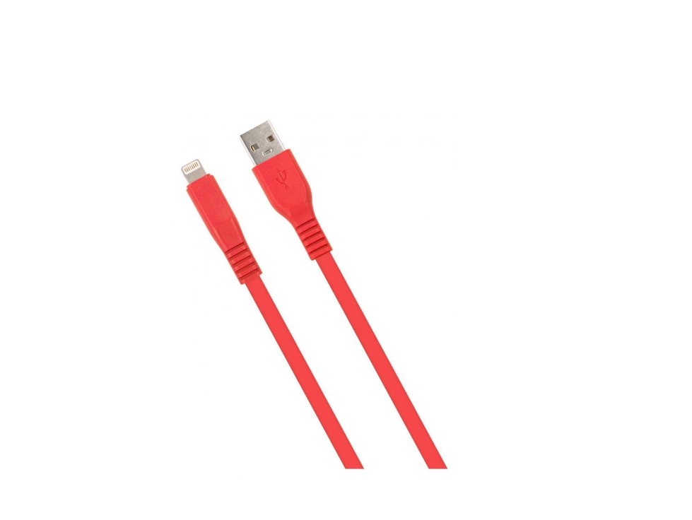 фото Кабель mobility usb-lightning-8-pin плоский красный 2 м