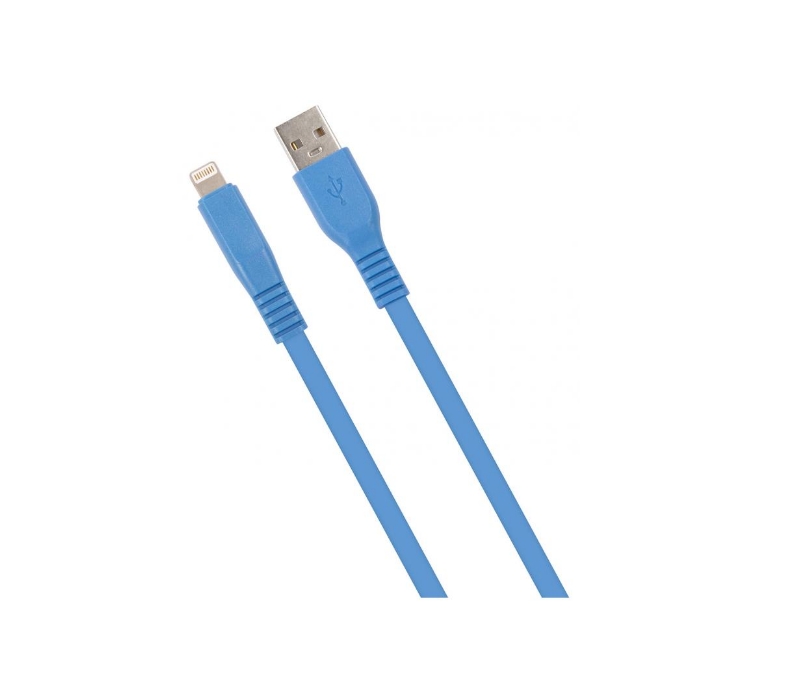 Кабель mObility USB-Lightning-8-pin плоский синий 2 м