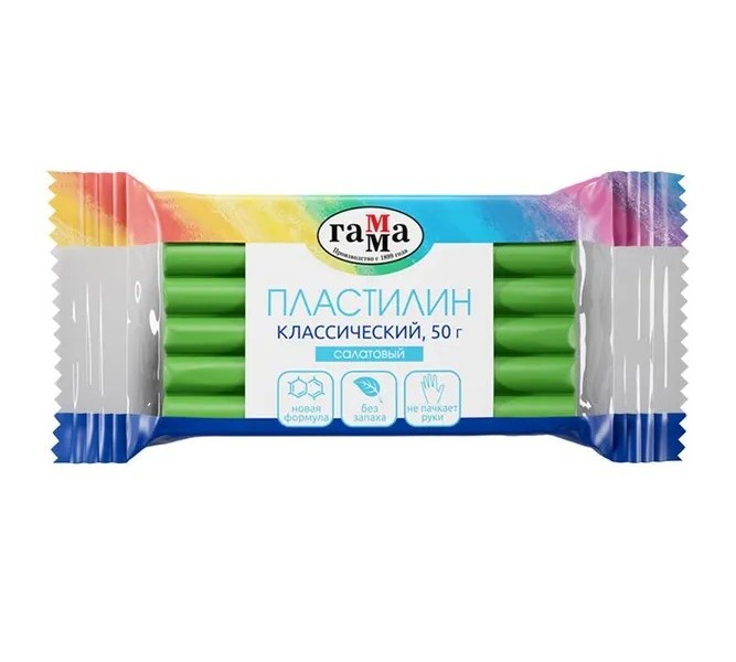 

Пластилин 50 г, Классический, салатовый, Зеленый