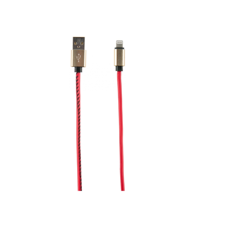 Кабель mObility USB-Lightning-8-pin экокожа красный 2 м