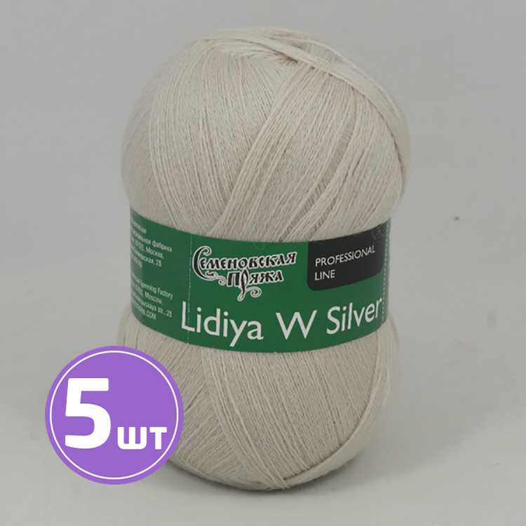 

Пряжа Семеновская Lidiya W silver 130003 речной жемчуг 5 шт по 100 г, Бежевый