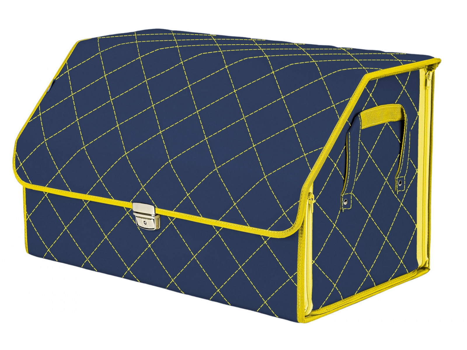 фото Органайзер-саквояж в багажник союз премиум (размер xl), синий с желтой прострочкой ромб. a&p