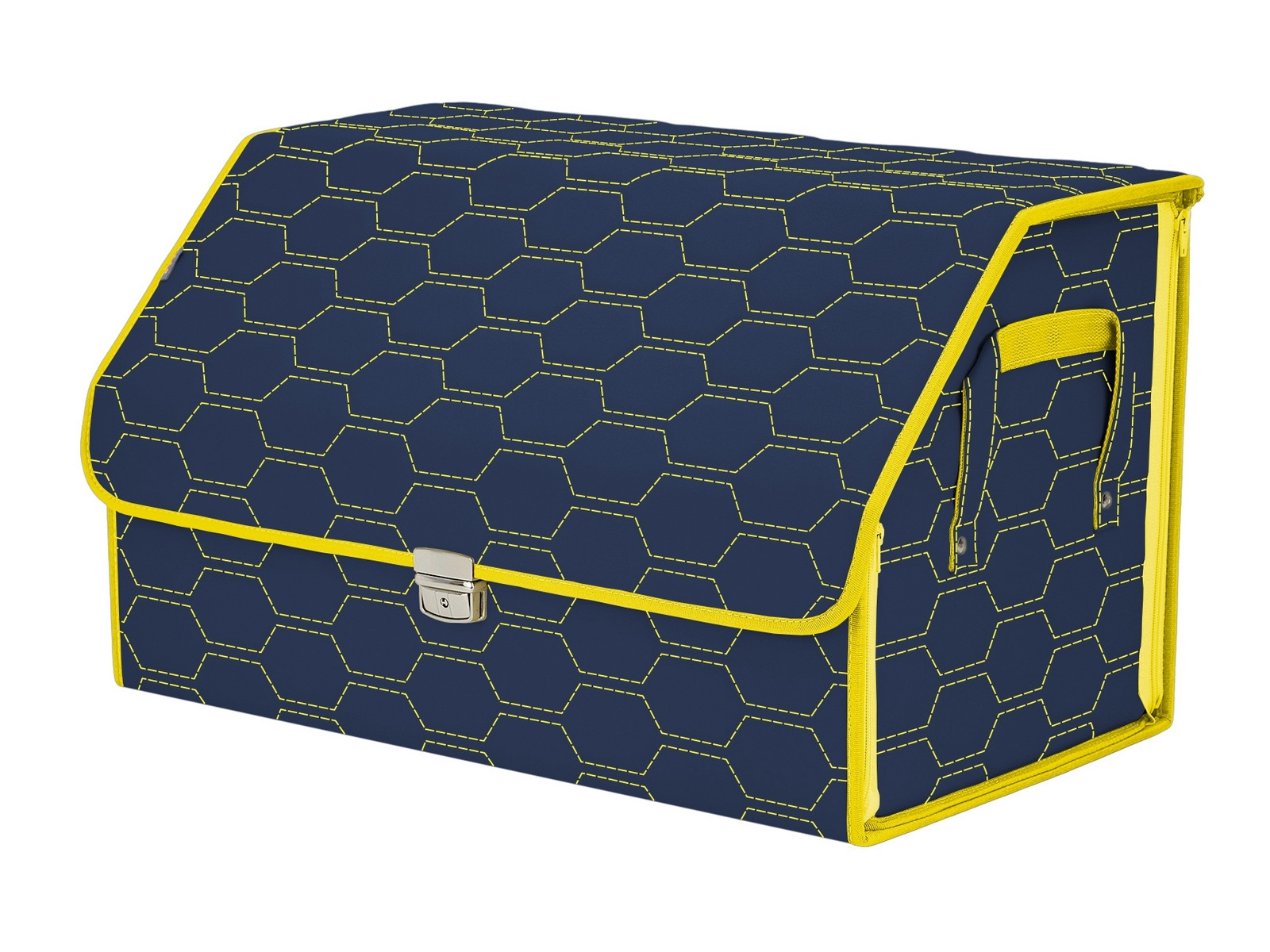 фото Органайзер-саквояж в багажник союз премиум (размер xl), синий с желтой прострочкой соты. a&p