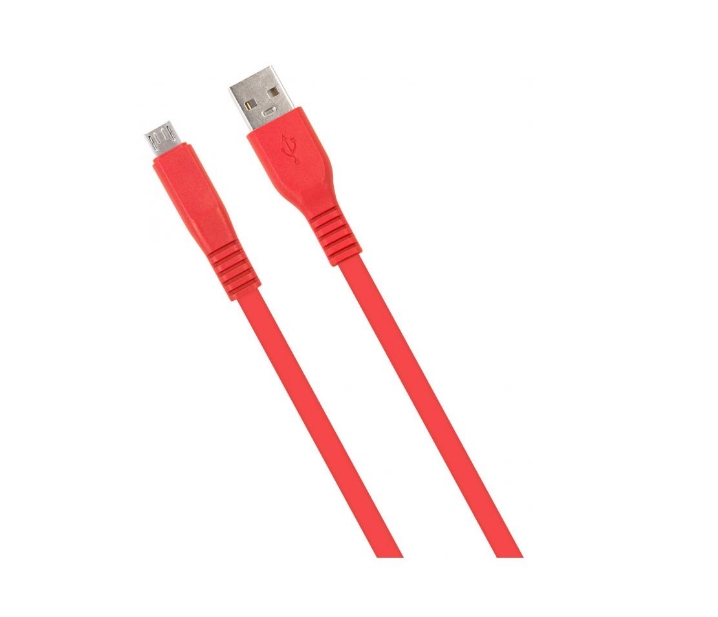 фото Кабель mobility usb-micro usb плоский красный 2 м