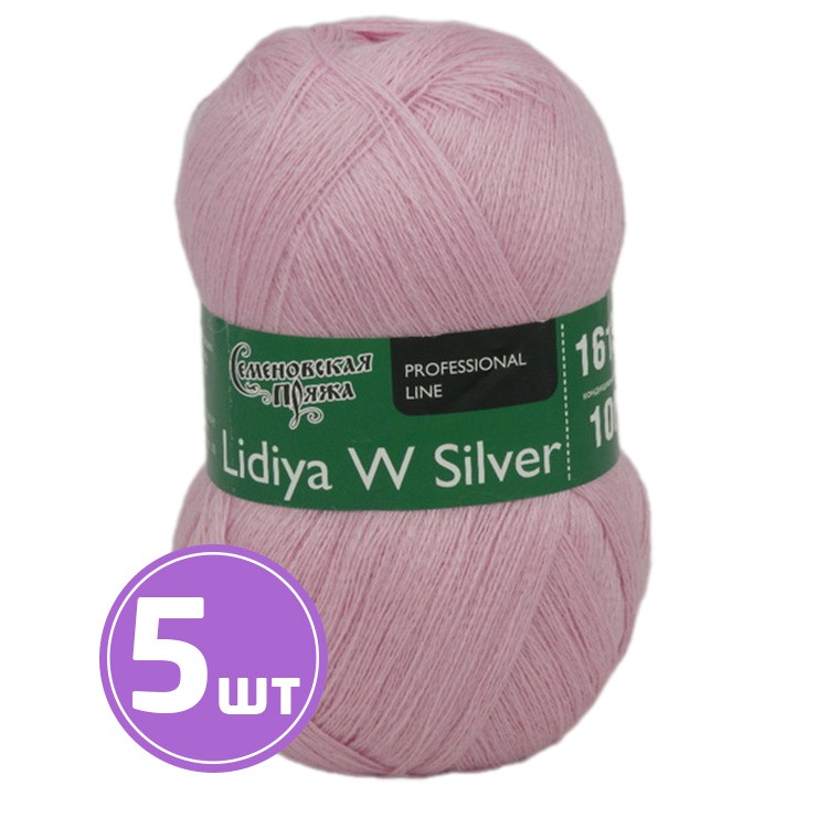 

Пряжа Семеновская Lidiya W silver 142307 камея розовая 5 шт по 100 г, Розовый