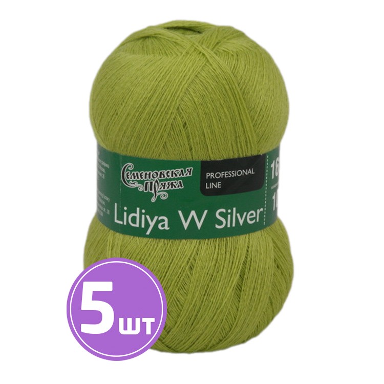 

Пряжа Семеновская Lidiya W silver 150538 липа 5 шт по 100 г, Зеленый