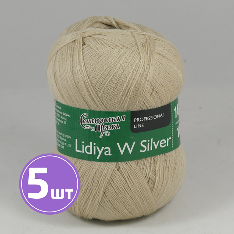 

Пряжа Семеновская Lidiya W silver 151216 бледный хаки 5 шт по 100 г