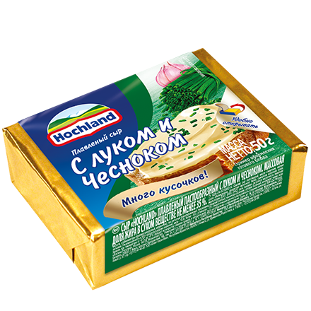 

Плавленый сыр Hochland с луком и чесноком 35% 50 г бзмж