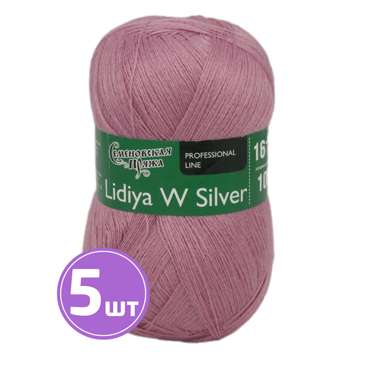

Пряжа Семеновская Lidiya W silver 161710 клевер 5 шт по 100 г, Розовый