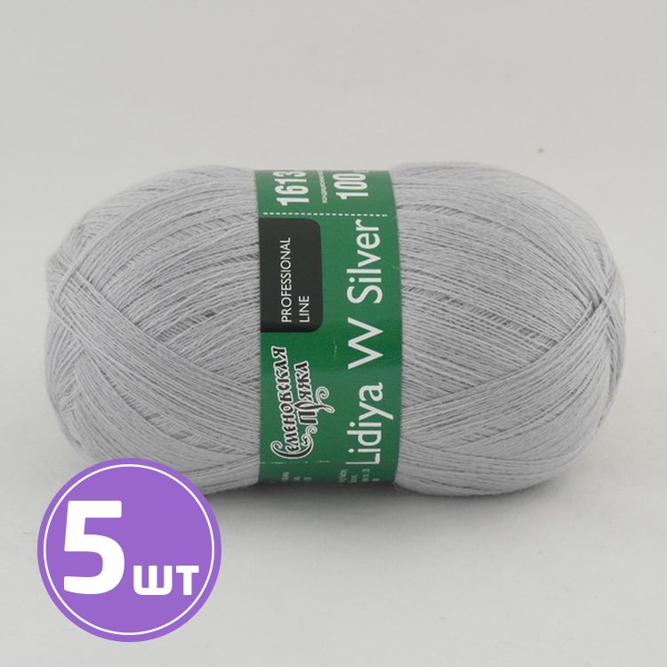 

Пряжа Семеновская Lidiya W silver 163916 мокрый снег 5 шт по 100 г, Серый