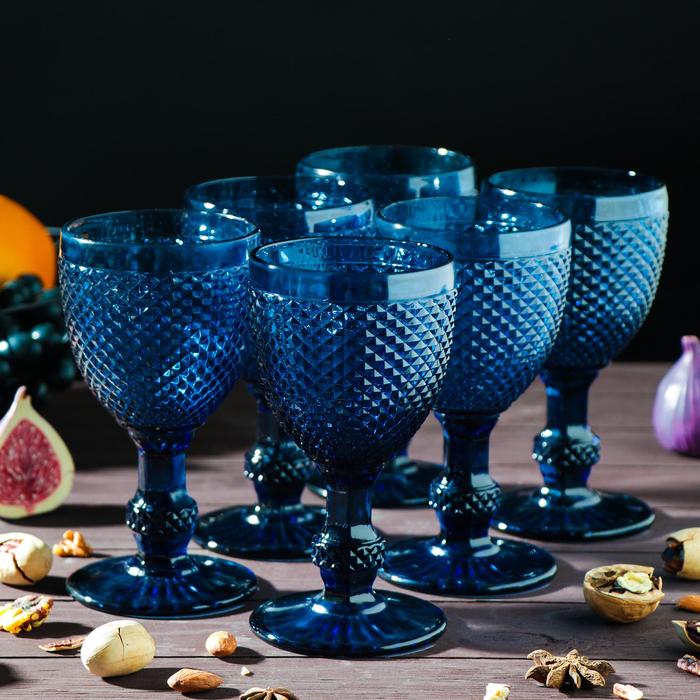 Набор бокалов Magistro стеклянных Вилеро 280 мл 8х16 см 6 шт синий