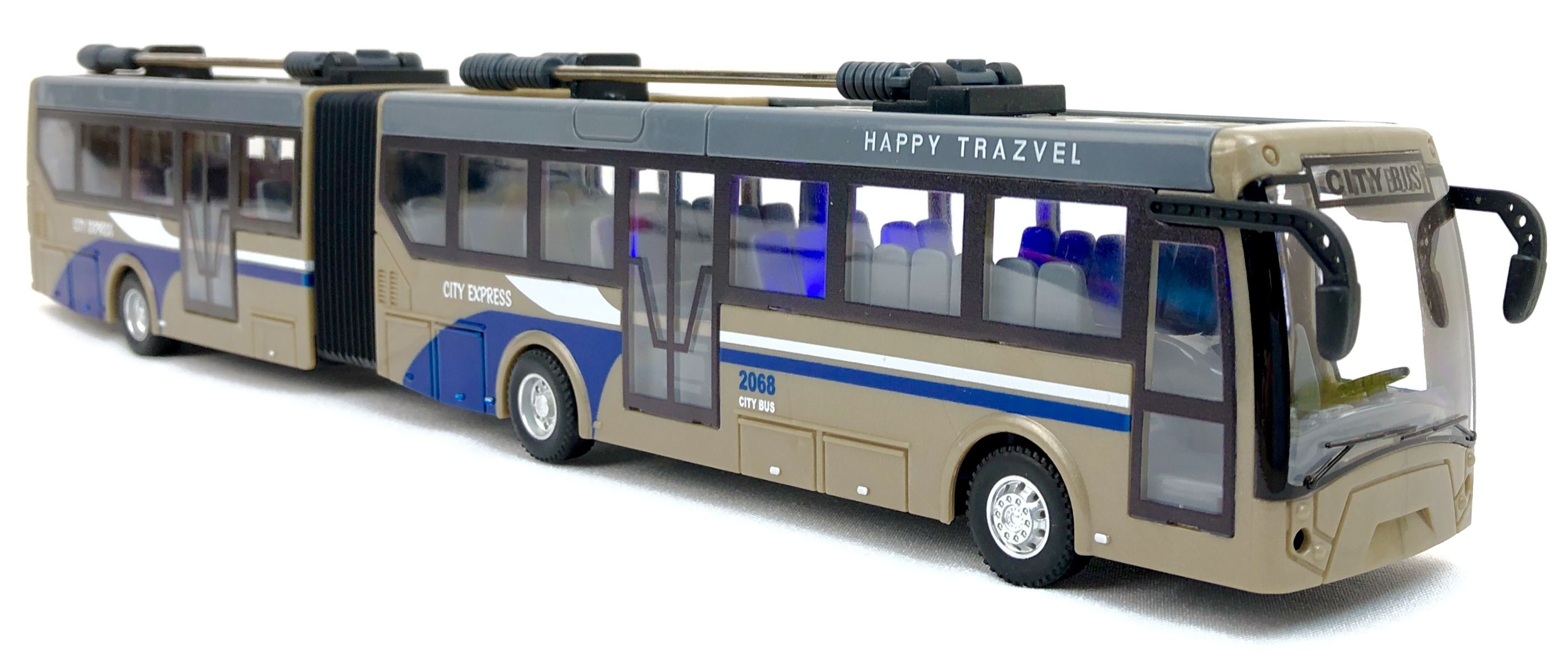 Радиоуправляемый троллейбус City Bus, 1:32, подсветка салона, фары светятся