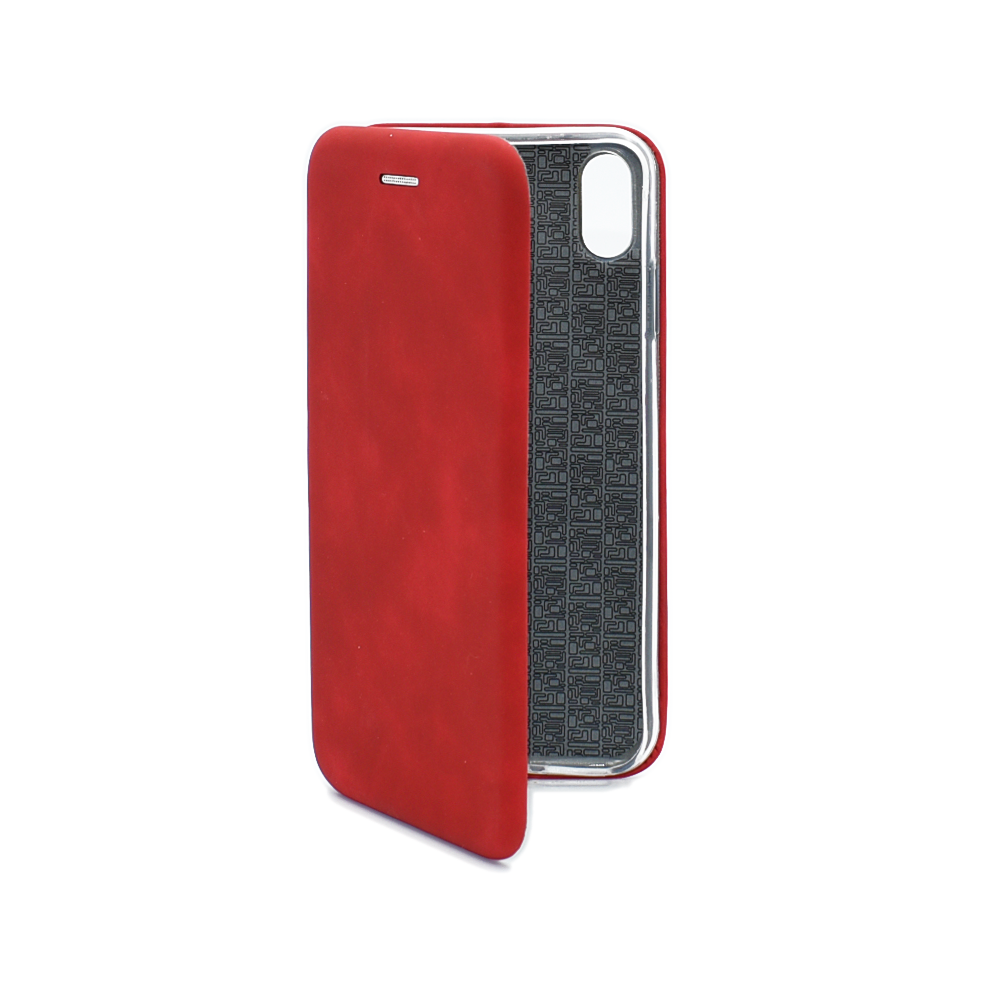 фото Чехол-книжка из кожи pu на iphone xs max красный мрамор case place