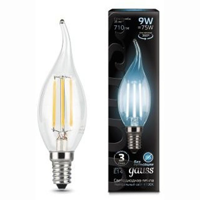 фото Светодиодные лампы gauss black filament led candle tailed e14 9w 4100k 104801209 x10