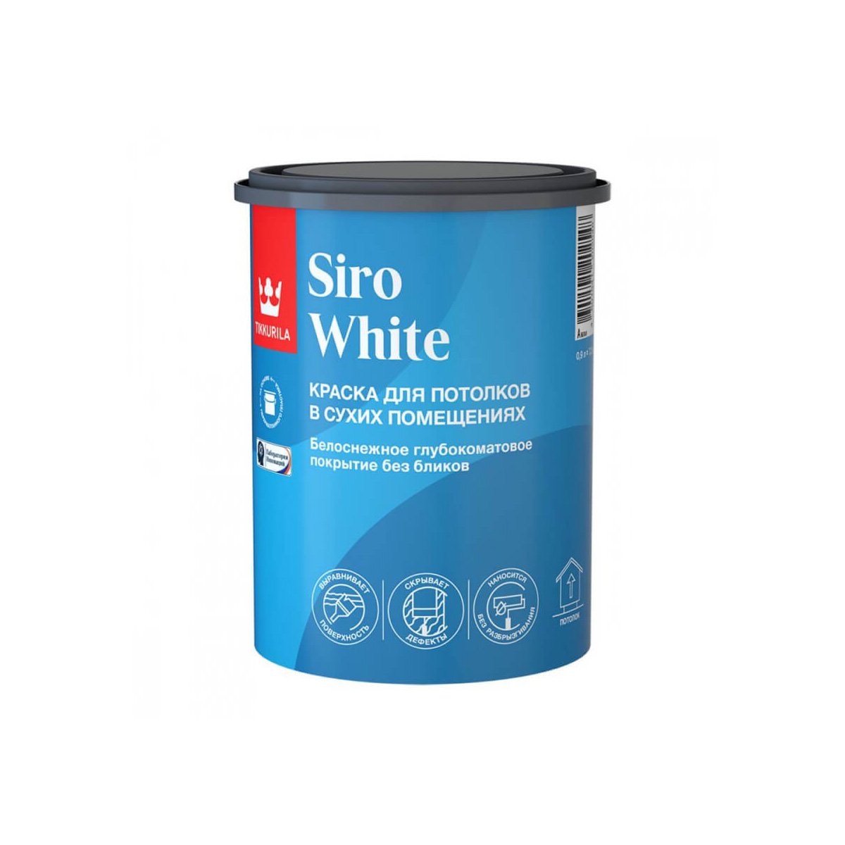 Краска для потолков, Tikkurila Siro White, глубокоматовая, база A, белая, 0,9 л