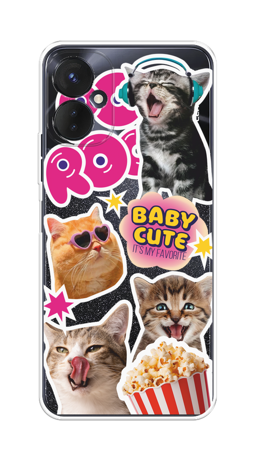 

Чехол на Tecno Spark 9 Pro "Popcorn cats", Серый;коричневый;розовый, 301950-1