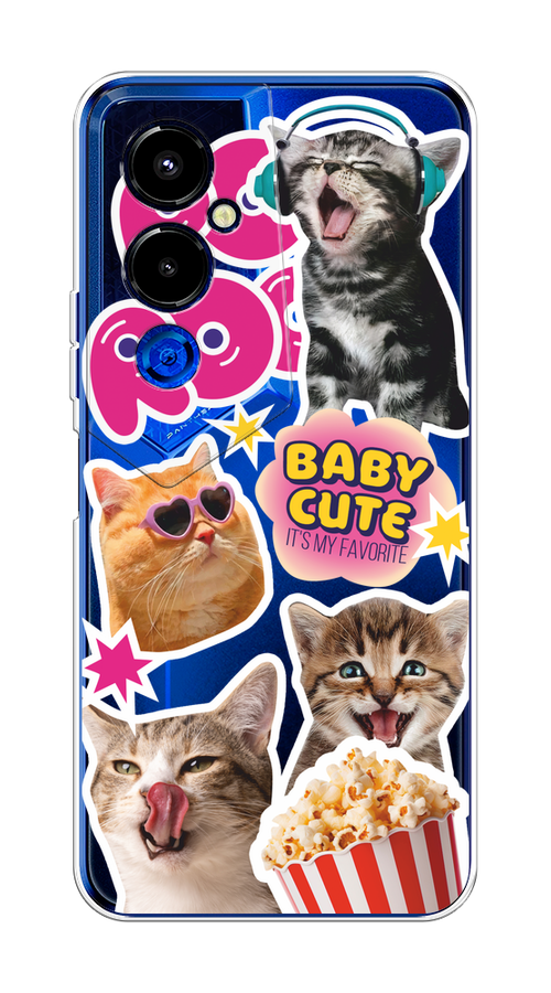 

Чехол на Tecno Pova 4 Pro "Popcorn cats", Серый;коричневый;розовый, 302650-1