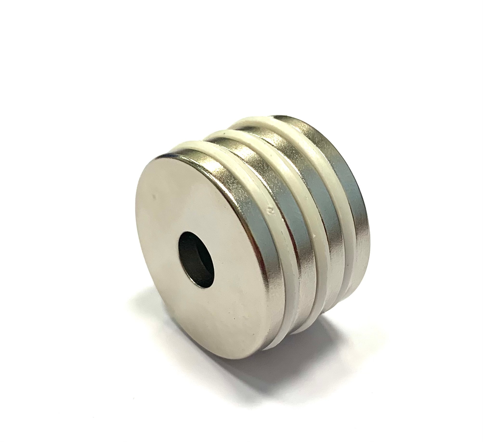 Неодимовый магнит 30х8.1x3.5 мм, 4 шт. N33S, никель, кольцо MagElem ME02814