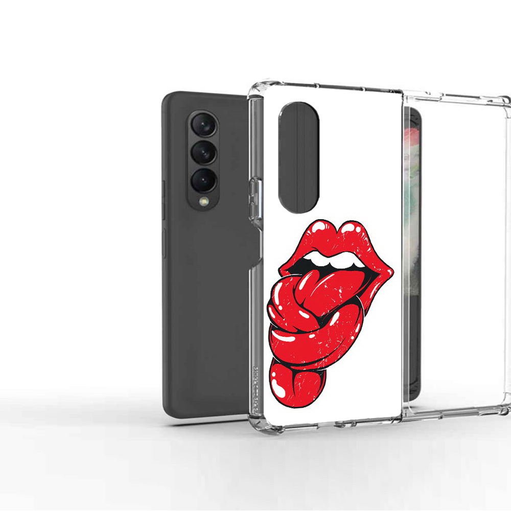

Чехол MyPads Tocco для Samsung Galaxy Z Fold2 яркие губы с языком, Прозрачный, Tocco