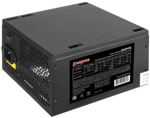 

Блок питания ExeGate 800PPE 800W (EX260647RUS-PC), Черный, 800PPE