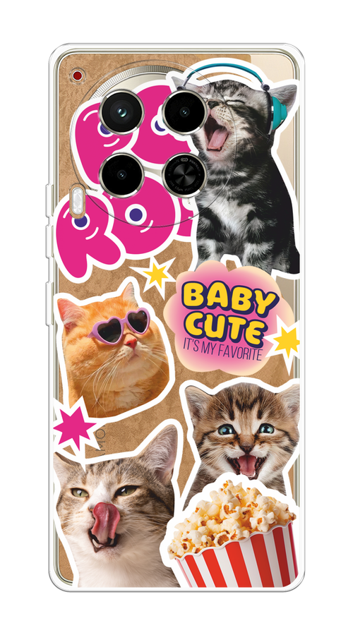 

Чехол на Tecno Camon 30 4G "Popcorn cats", Серый;коричневый;розовый, 305650-1