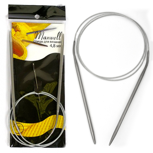 

Спицы круговые на тросиках Maxwell Black 80 см арт.#6 4,8мм уп.10шт