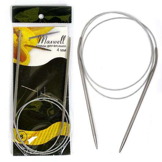 

Спицы круговые на тросиках Maxwell Black 80 см арт.#8 4,0мм уп.10шт