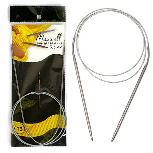 

Спицы круговые на тросиках Maxwell Black 80 см арт.#9 3,5мм уп.10шт