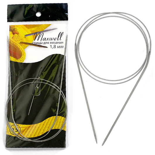 

Спицы круговые на тросиках Maxwell Black 80 см арт.#15 1,8мм уп.10шт