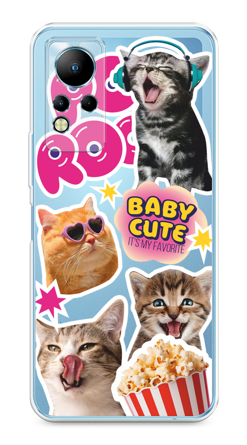 

Чехол на Infinix Note 11/12 G88 "Popcorn cats", Серый;коричневый;розовый, 3100450-1