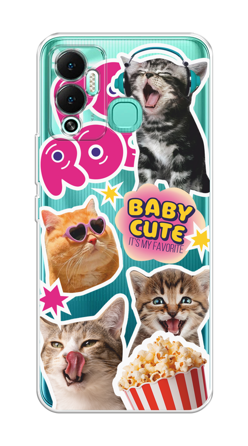 

Чехол на Infinix Hot 12 Play "Popcorn cats", Серый;коричневый;розовый, 3101750-1