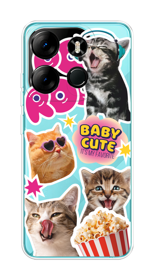 

Чехол на Tecno Spark Go 2023/Pop 7 Pro "Popcorn cats", Серый;коричневый;розовый, 3103750-1