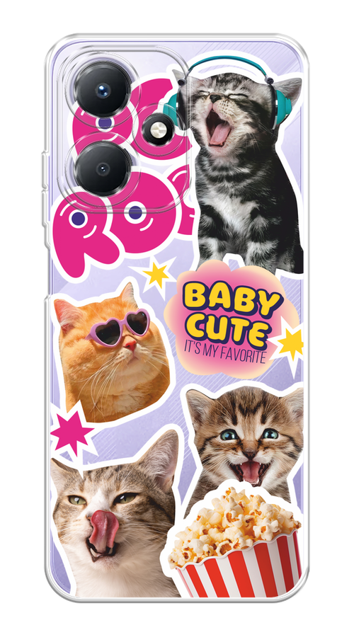 

Чехол на Infinix Hot 30 Play "Popcorn cats", Серый;коричневый;розовый, 3104250-1