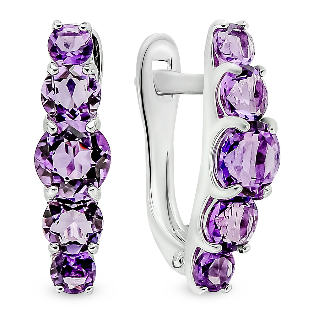 

Серьги из серебра с аметистом/фианитом 585Gold 702009649, 702009649