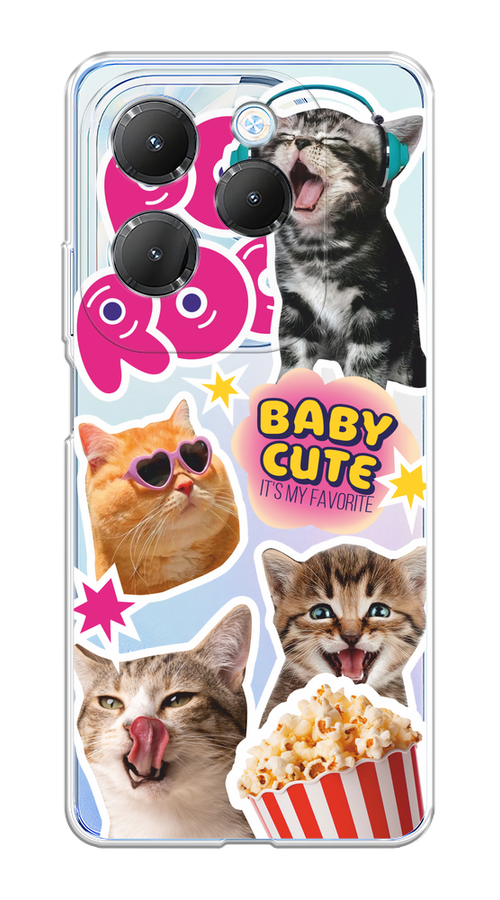

Чехол на Infinix HOT 40/40 Pro "Popcorn cats", Серый;коричневый;розовый, 3105250-1