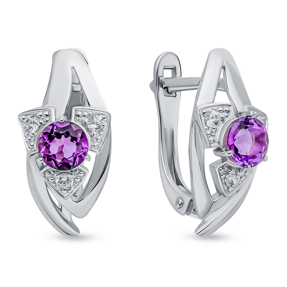 

Серьги из серебра с аметистом/фианитом 585Gold 702009426, 702009426