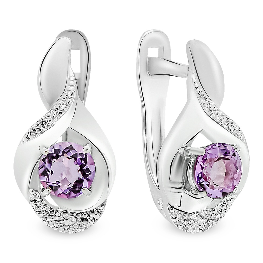 

Серьги из серебра с аметистом/фианитом 585Gold 702009430, 702009430