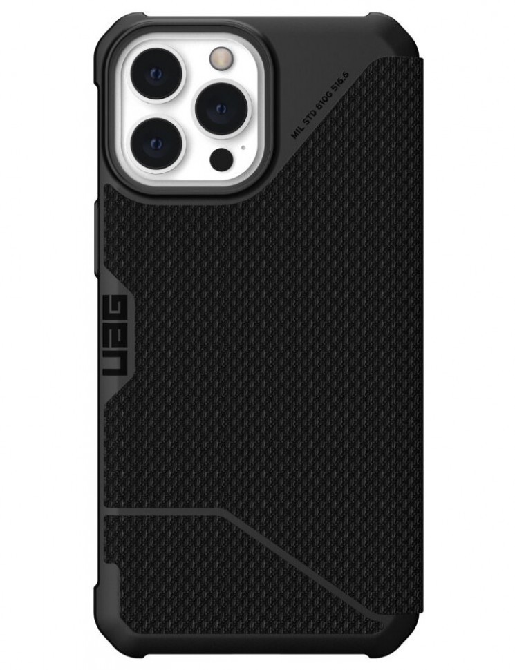 фото Чехол-книжка uag metropolis series для iphone 13 pro max, цвет черный кевлар