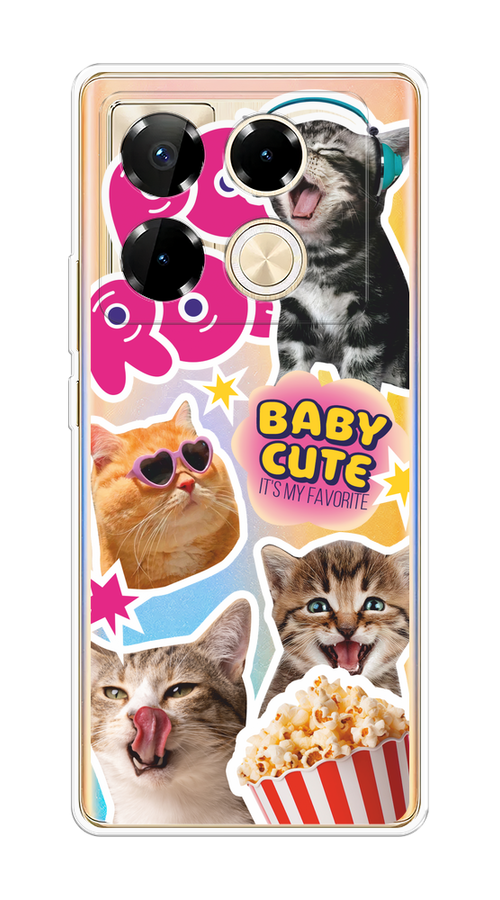 

Чехол на Infinix Note 40 Pro "Popcorn cats", Серый;коричневый;розовый, 3105750-1