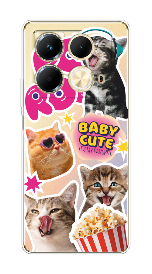 

Чехол на Infinix Note 40 "Popcorn cats", Серый;коричневый;розовый, 3105850-1