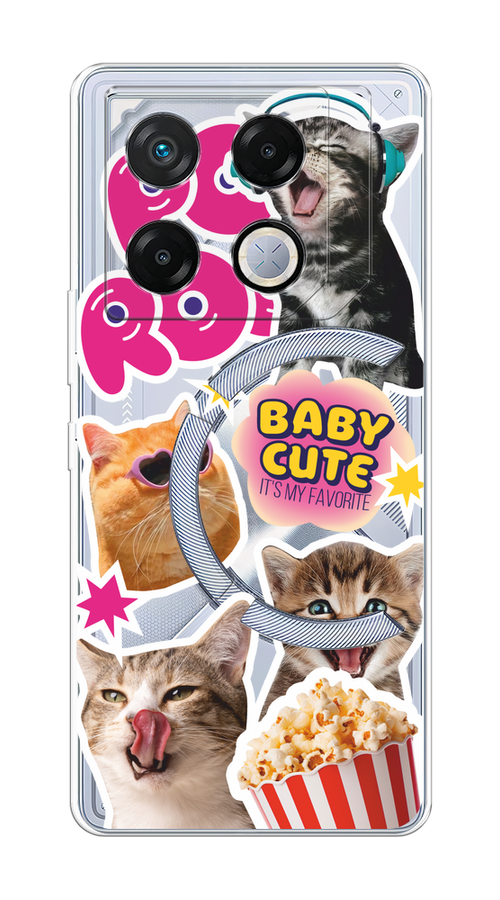

Чехол на Infinix GT 20 Pro "Popcorn cats", Серый;коричневый;розовый, 3106250-1
