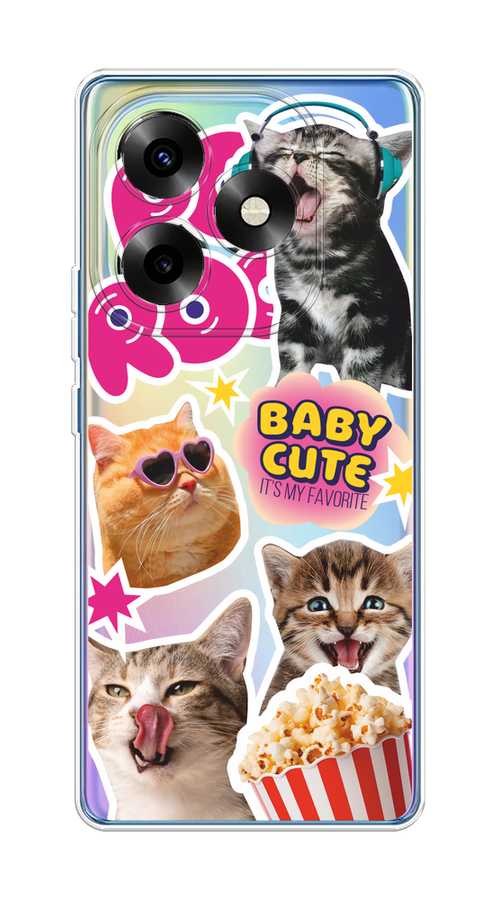 

Чехол на Itel S23+ "Popcorn cats", Серый;коричневый;розовый, 3201550-1