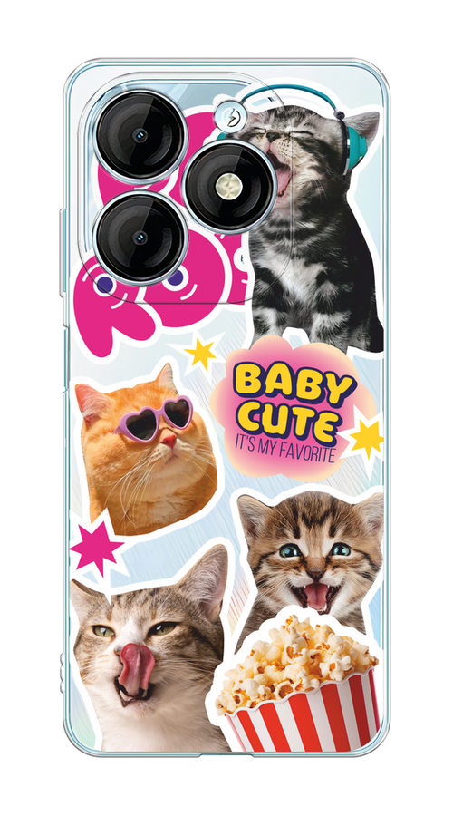 

Чехол на Itel P55 "Popcorn cats", Серый;коричневый;розовый, 3201850-1