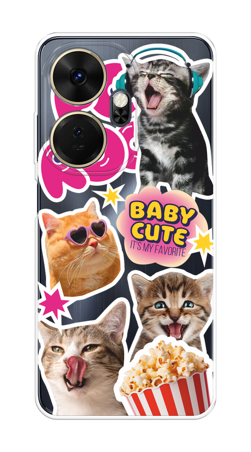 

Чехол на Itel P55 Plus 4G "Popcorn cats", Серый;коричневый;розовый, 3201950-1