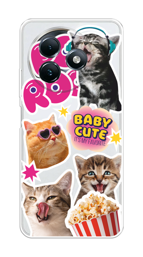 

Чехол на Itel S24 "Popcorn cats", Серый;коричневый;розовый, 3202050-1